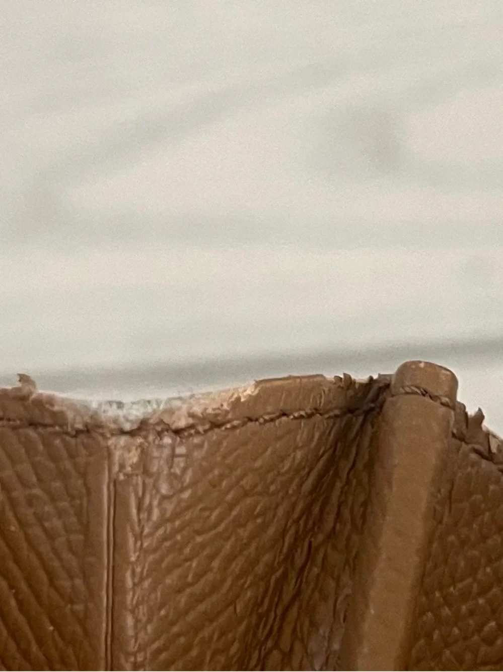 Coach Tan Pebbled Leather Zip Wallet with Gold Logo